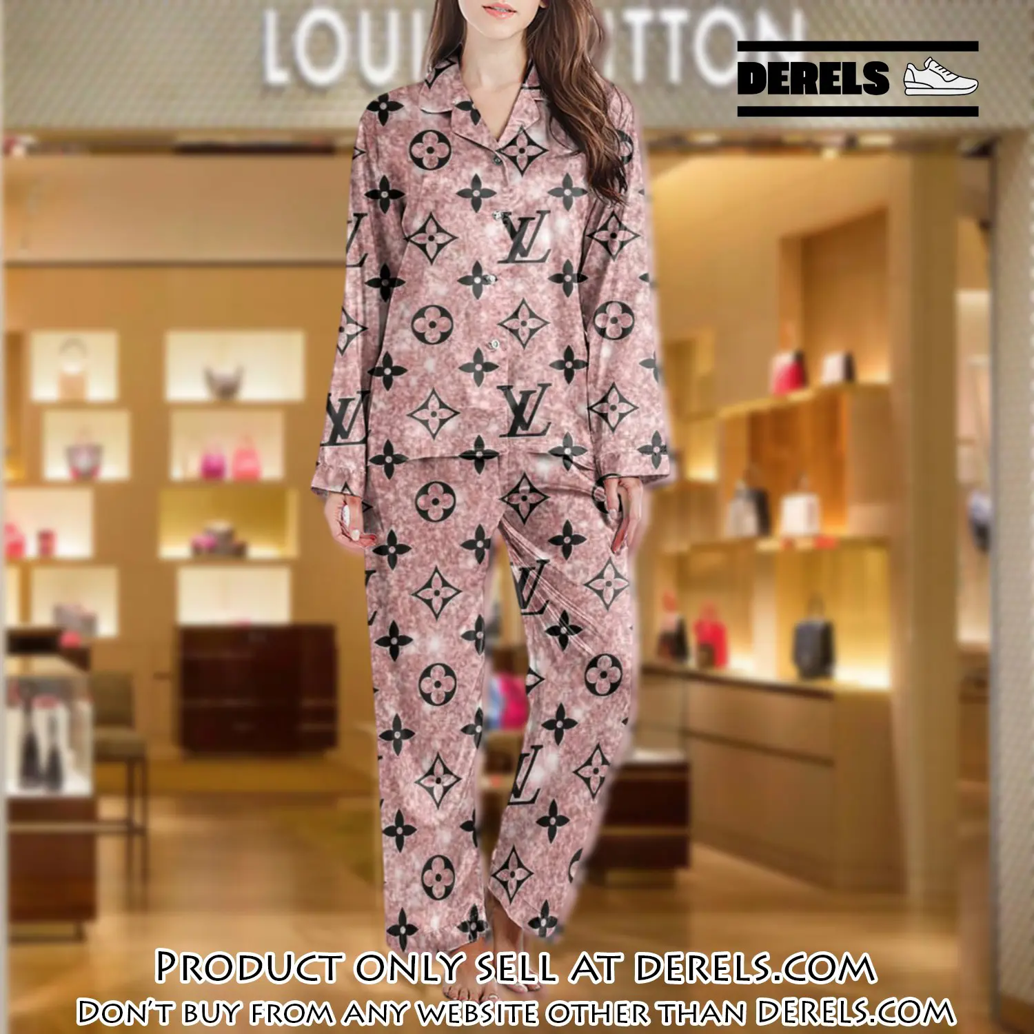 Lv monogram long satin pajama set pjs1021 dr3437029
